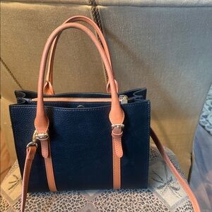 Valentina Genuine Leather Elegant Black and Tan Handbag